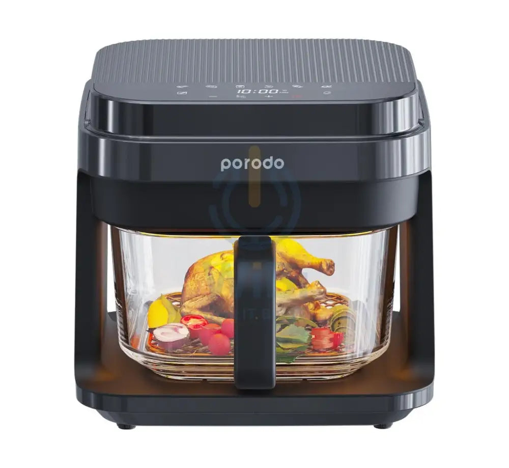 Porodo Lifestyle 5.5L Capacity Full Glass Air Fryer Cooked Perfectly With Advanced Heat Circulation - Black Accessories