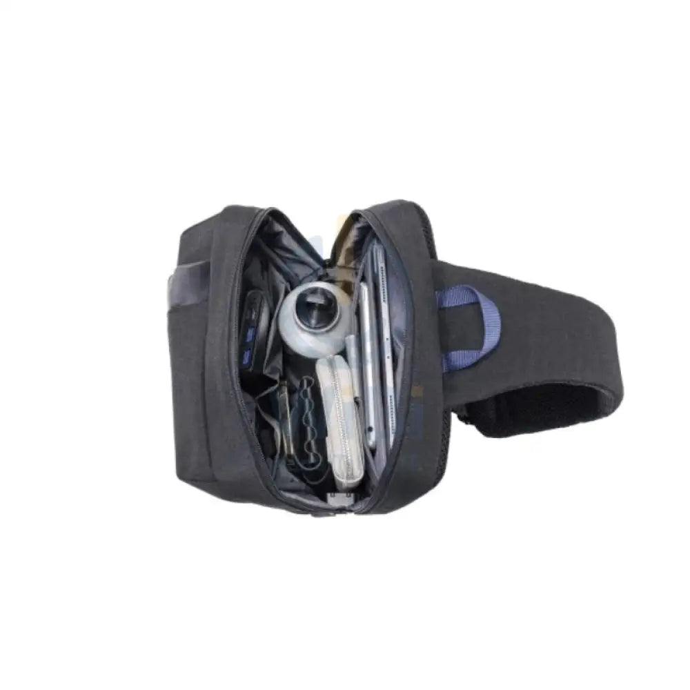 Porodo Lifestyle Cross Body Sling Bag With Fingerprint Lock - Black/Blue Accessories > Bag