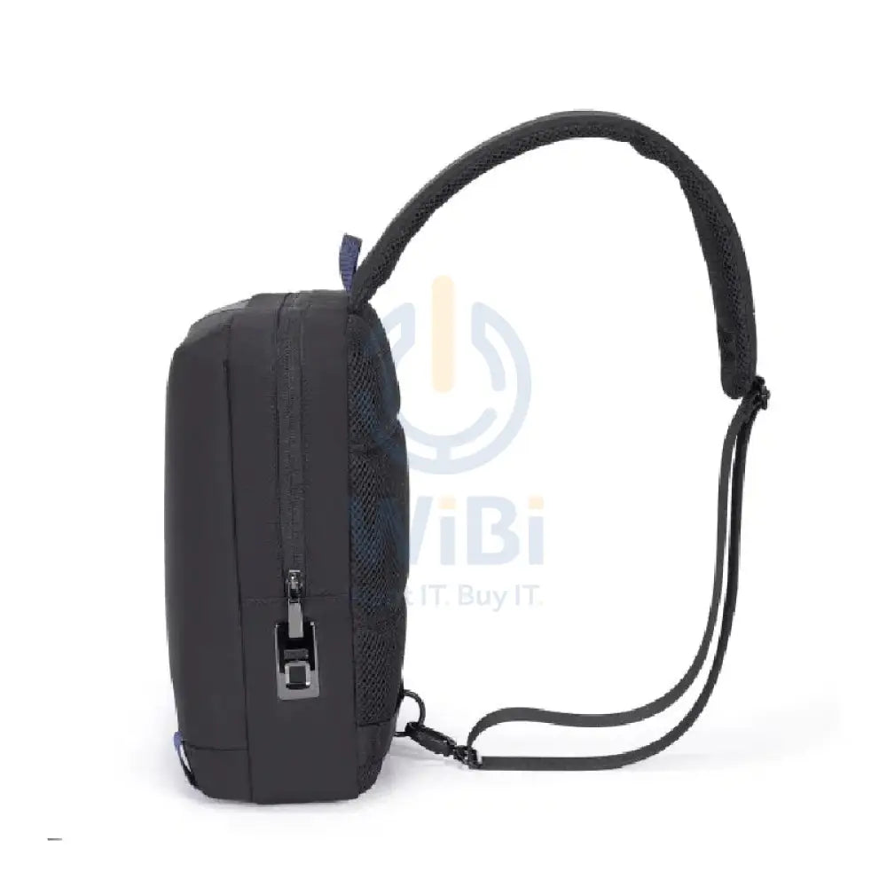 Porodo Lifestyle Cross Body Sling Bag With Fingerprint Lock - Black/Blue Accessories > Bag