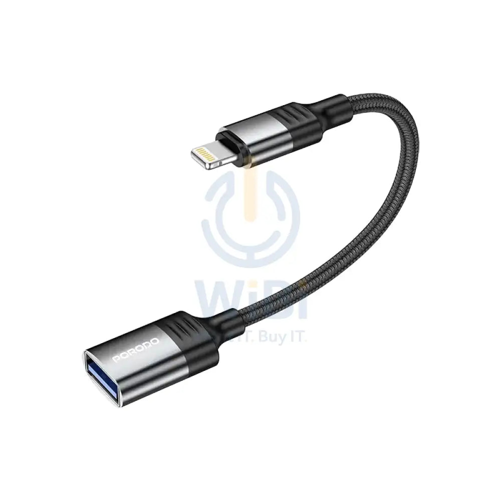Porodo Lightning OTG Wire - Lightning / Up to 480Mbps / 0.12 Meter / Black Accessories > Cables & Converters >