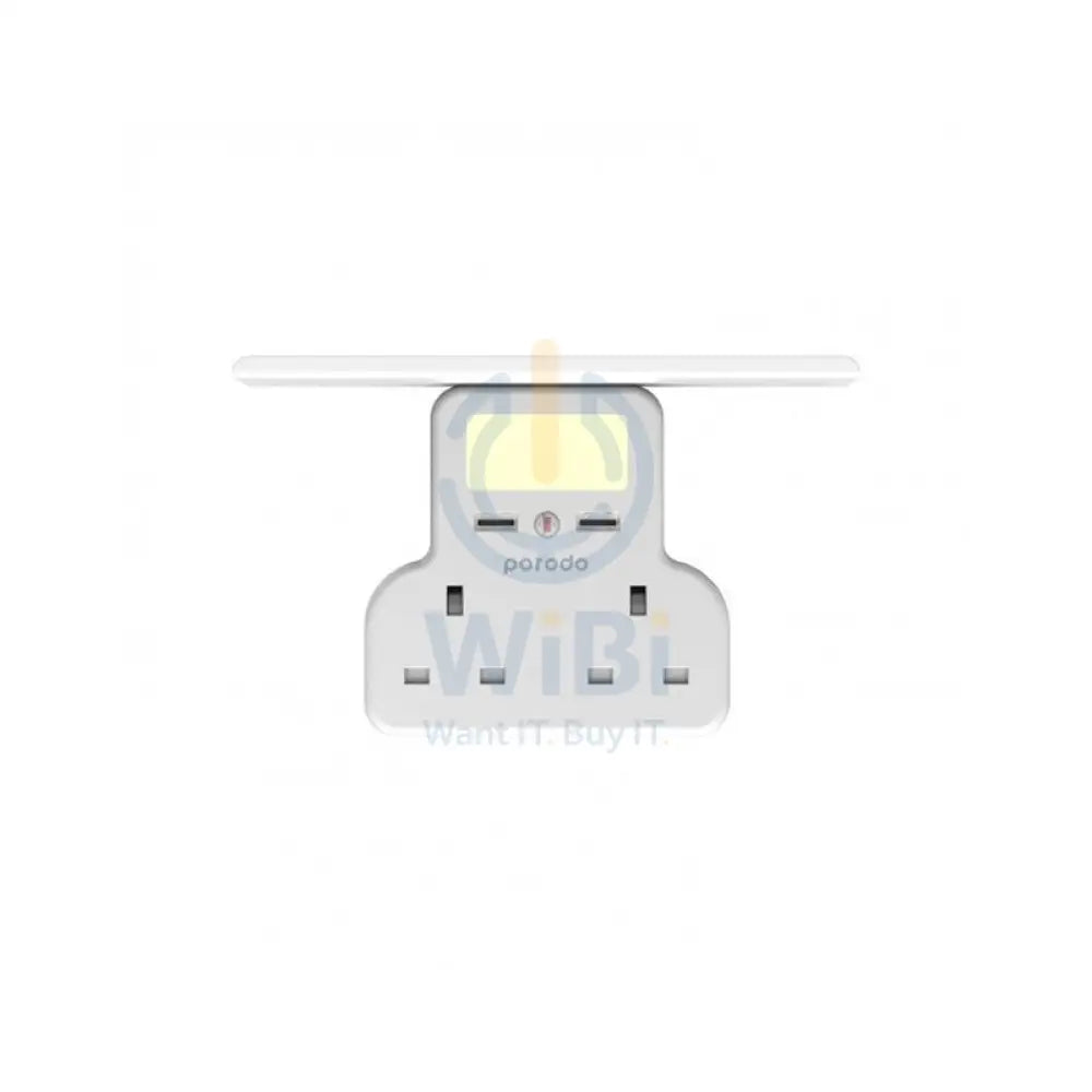 Porodo Multi-Function Socket & Night Light with Tablet & Phone Tray - 3 Socket / White