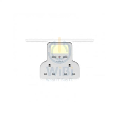 Porodo Multi-Function Socket & Night Light with Tablet & Phone Tray - 3 Socket / White