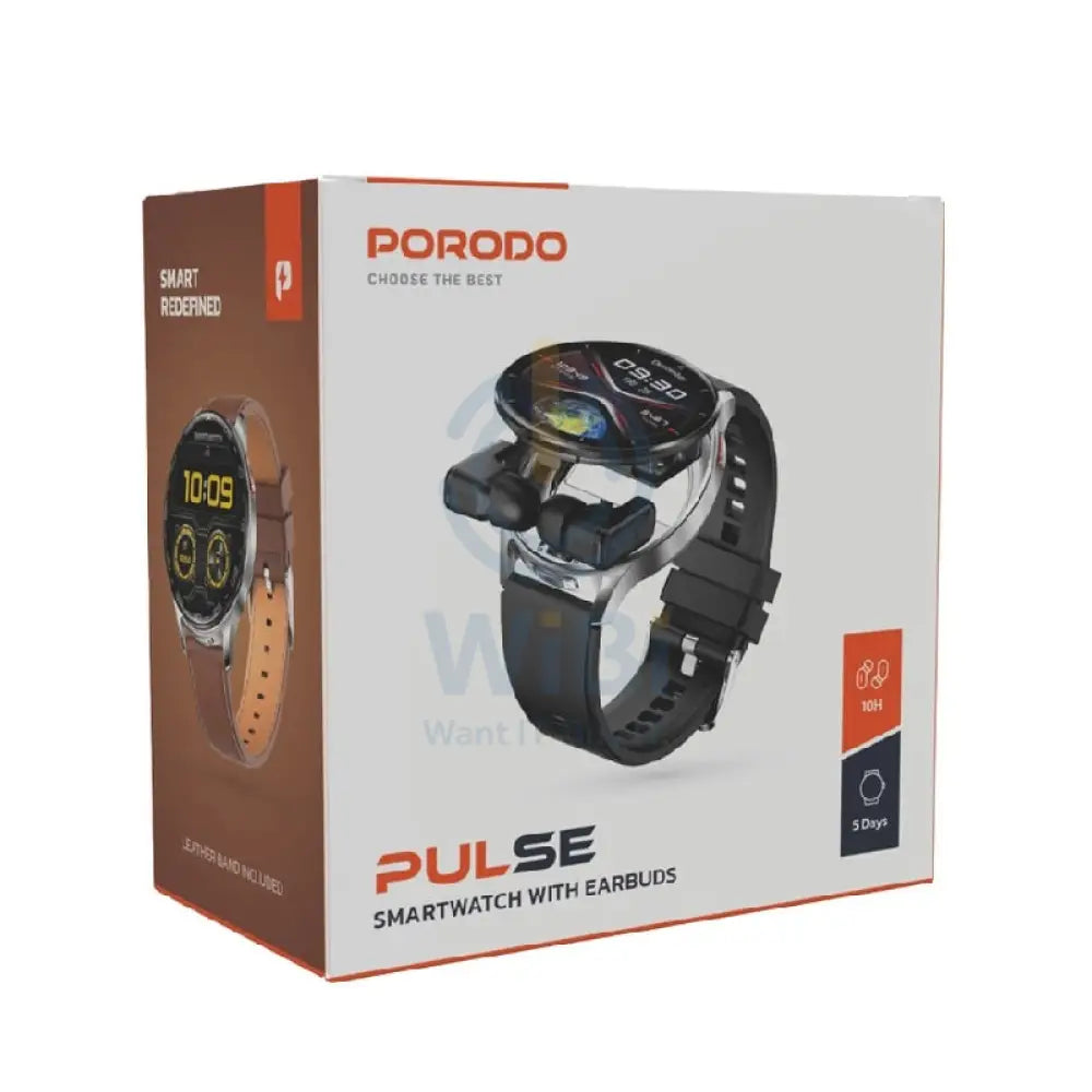 Porodo Pulse Smartwatch With Earbuds - 300mAh / Silver Smart Watches