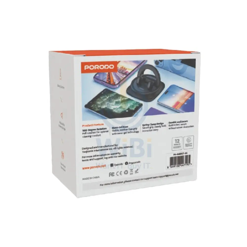 Porodo Rotatable Mobile Phone Bracket - Black Accessories > Mobiles & Tablets > Mobiles > Mobile Holder / Stands