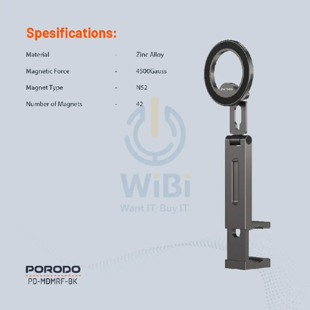 Porodo Special Purpose MagSafe Phone Mount - Black Accessories > Mobiles & Tablets > Mobiles > Mobile Holder / Stands