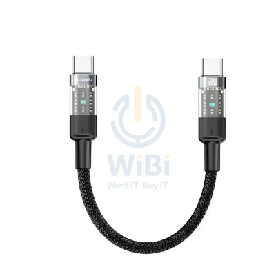 Porodo Transparent Braided Data Cable - 0.35M / Type-C / 60W / Black Accessories > Cables & Converters > Cables