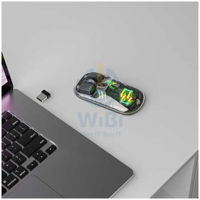 Porodo Transparent Mouse - Wireless / 1600 Dpi / 400mAh / USB-C / Black Accessories > Keyboard & Mouse