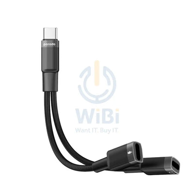 Porodo Type-C Connector Audio And Charge Adapter - 0.12M / Type-C / Black Accessories > Cables & Converters > Cables