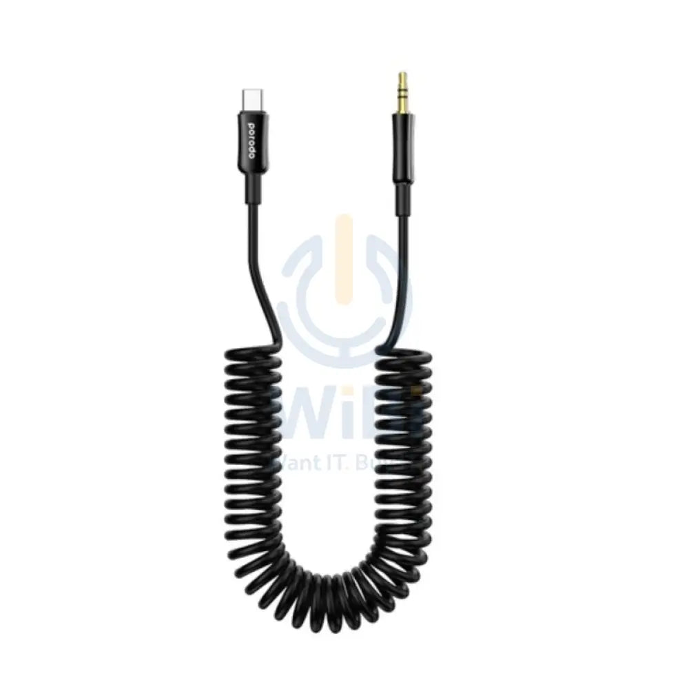 Porodo Type C to AUX Coil Cable - 1.2 Meter / Black Accessories > Cables & Converters > Cables