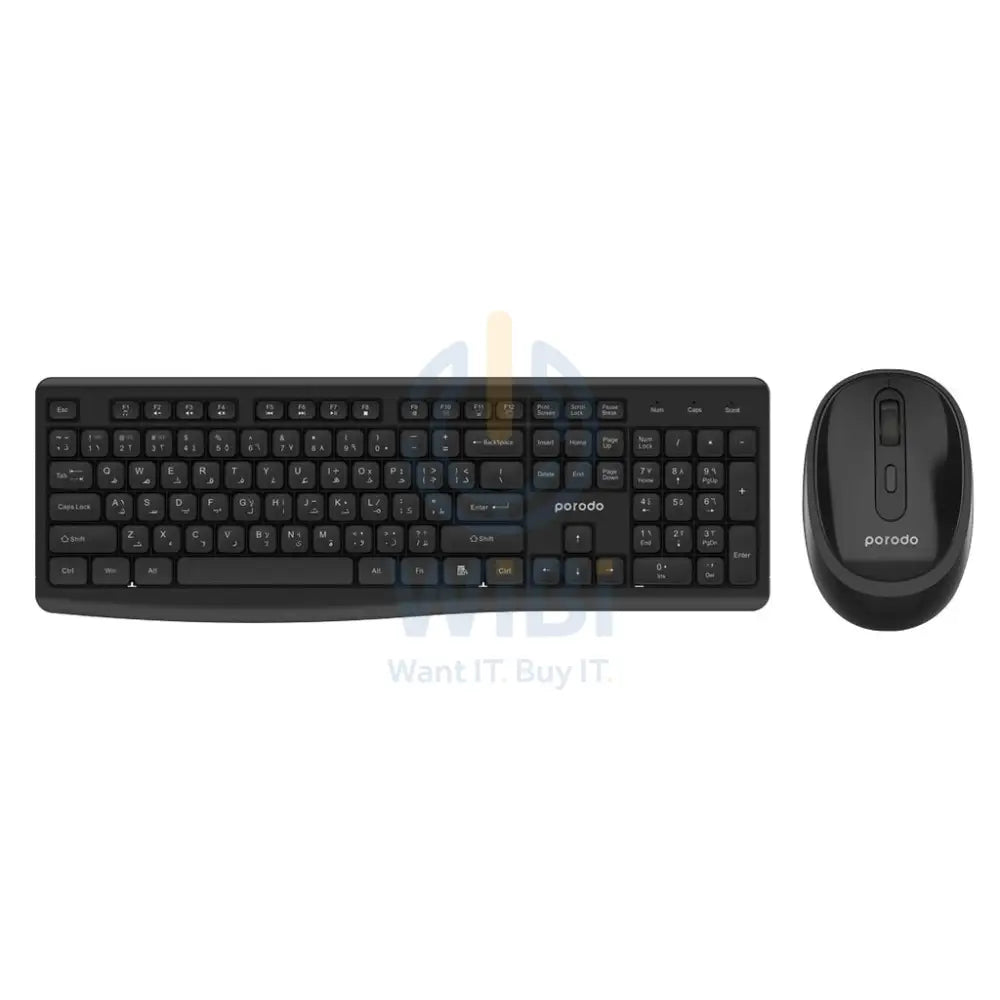 Porodo Wireless 2.4G + BT Keyboard with Mouse - Black Accessories > Keyboard & Mouse