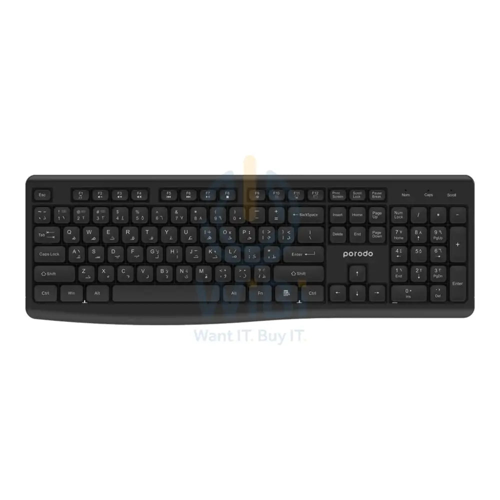 Porodo Wireless 2.4G + BT Keyboard with Mouse - Black Accessories > Keyboard & Mouse