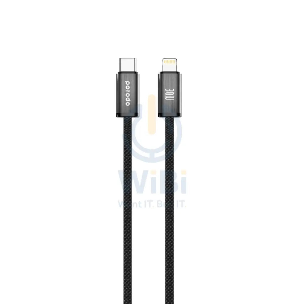 Porodo Woven 30W Lightning to Type-C Cable 1.2M - Black Accessories > Cables & Converters > Cables