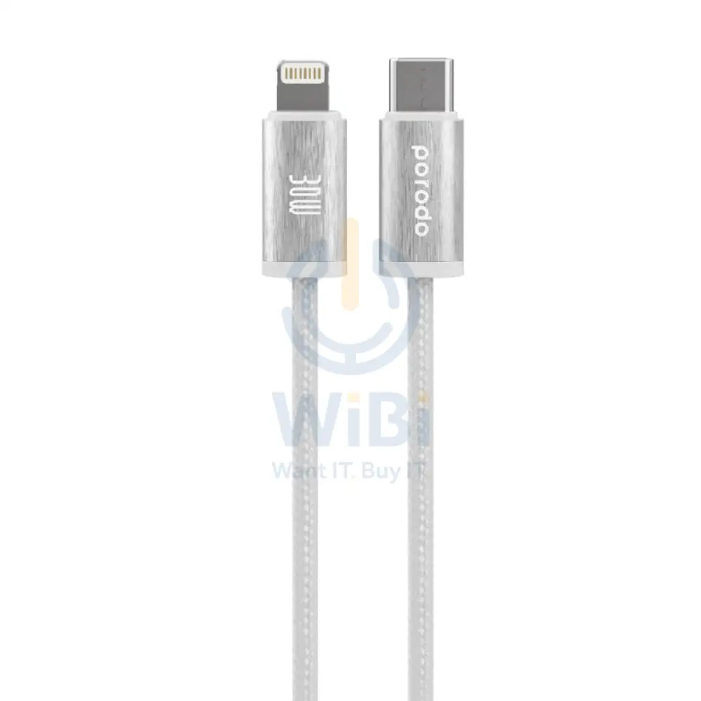 Porodo Woven 30W Lightning to Type-C Cable 1.2M - White Accessories > Cables & Converters > Cables