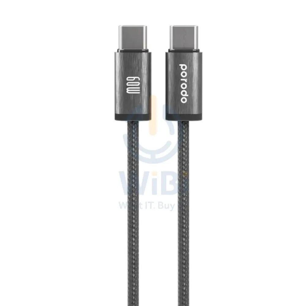 Porodo Woven Braided Cable - 1.2M / Type-C / 60W / Black Accessories > Cables & Converters > Cables