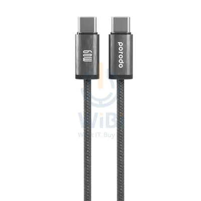 Porodo Woven Braided Cable - 1.2M / Type-C / 60W / Black Accessories > Cables & Converters > Cables
