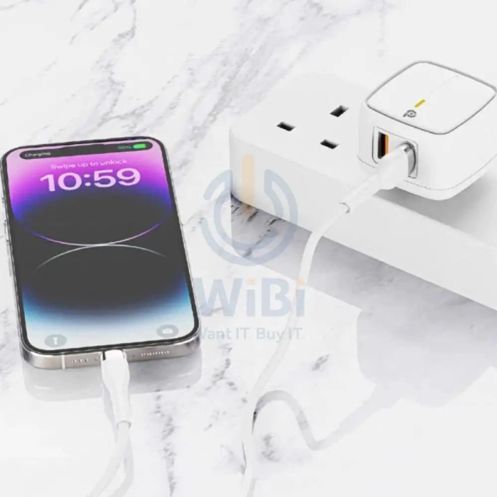 PowerO + British UK Wall Charger - 20W / USB-A / USB-C / White Accessories > Power Adapters