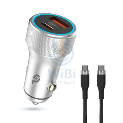 PowerO + Power Extreme Dual Port Car Charger with Type-C Cable - 48W / USB-A / USB-C / Grey Accessories > Mobiles &