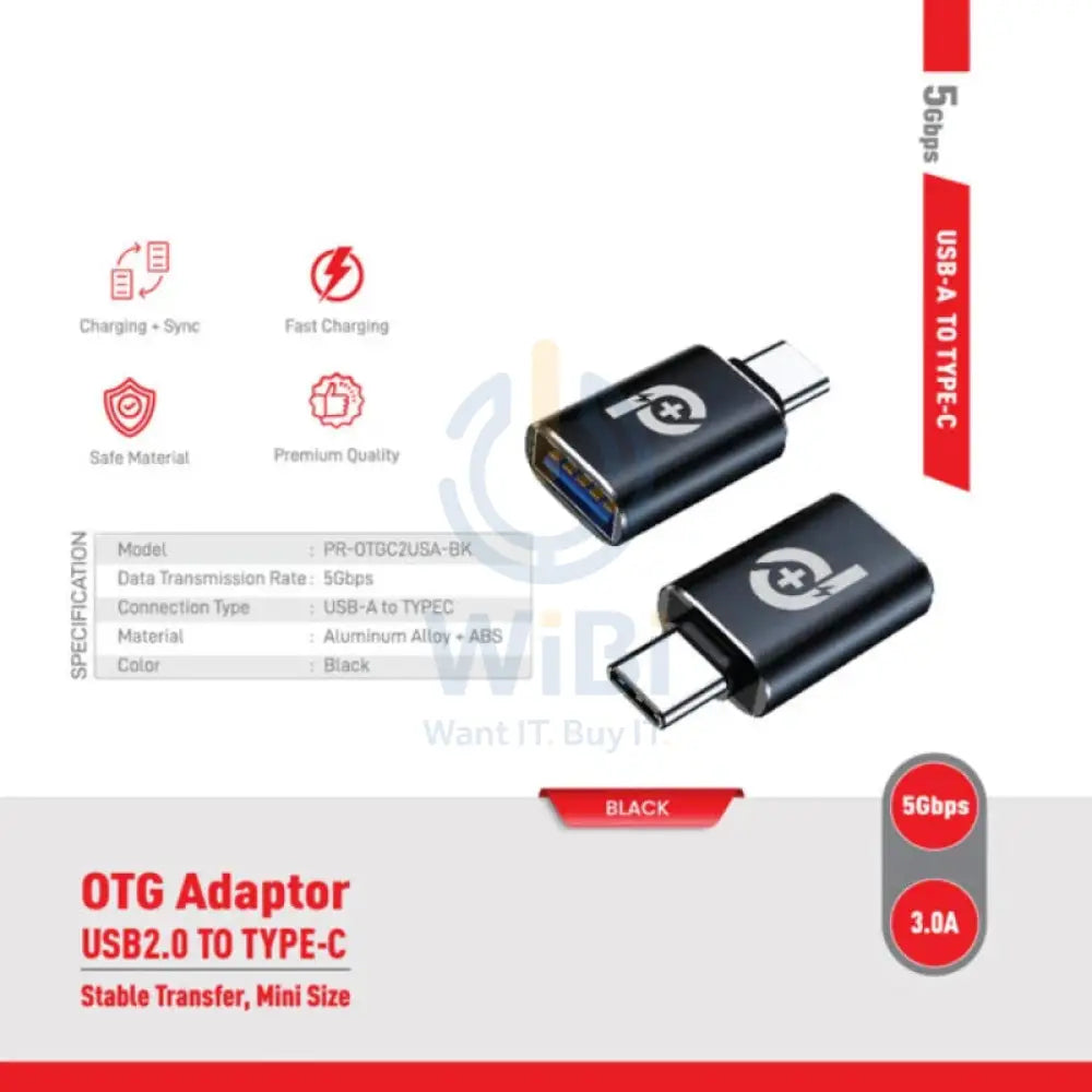 PowerO + Rapid Pro OTG Adapter - USB-A / Type-C / 5Gbps / Black Accessories > Cables & Converters