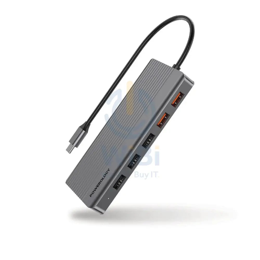 Powerology 12in1 USB-C Hub - HDMI / SD & Micro SD / USB / LAN Accessories > Cables & Converters > Cables