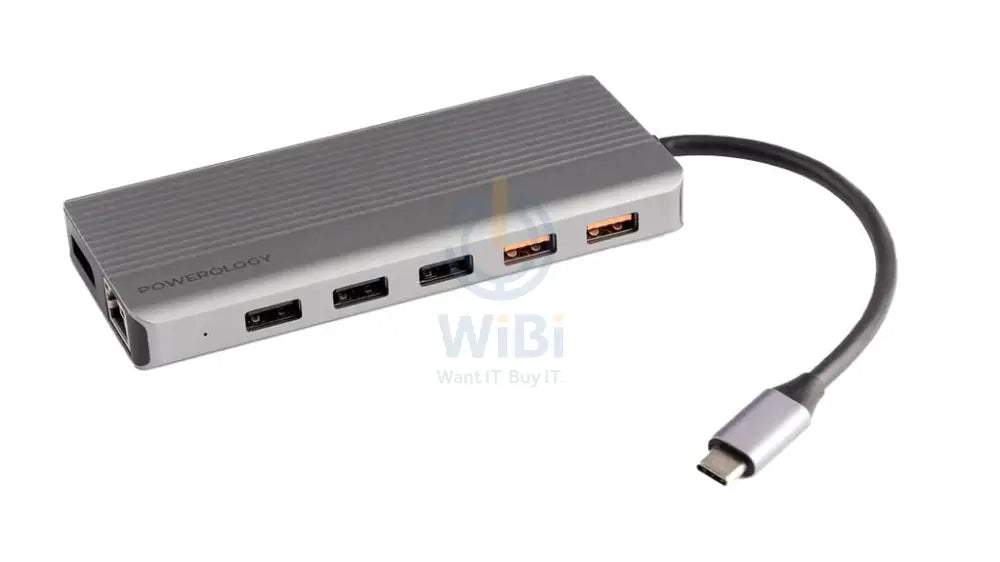 Powerology 12in1 USB-C Hub - HDMI / SD & Micro SD / USB / LAN Accessories > Cables & Converters > Cables