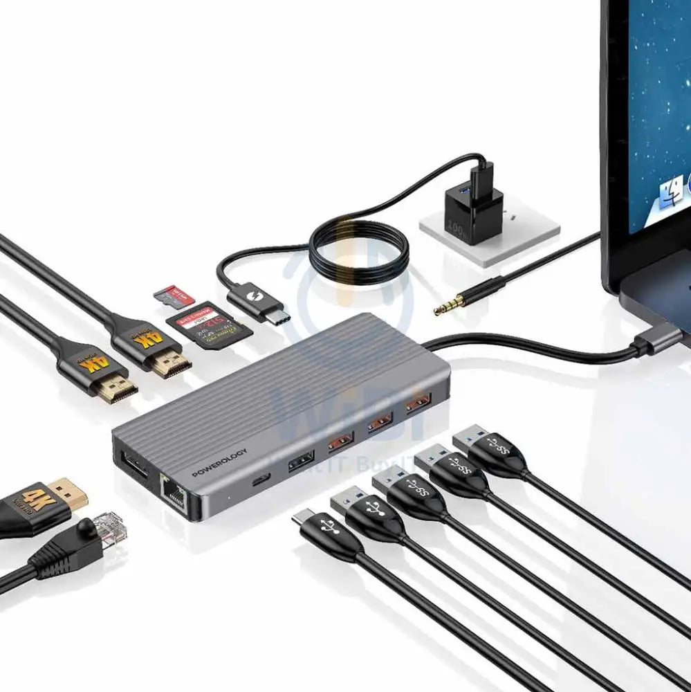 Powerology 13in1 USB-C Hub - 4K HDMI / USB / LAN Accessories > Cables & Converters > Cables