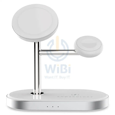 Powerology 3 In 1 30W Magsafe Charging Dock With Built-In Apple Magsafe 15W - White Accessories > Power Adapters