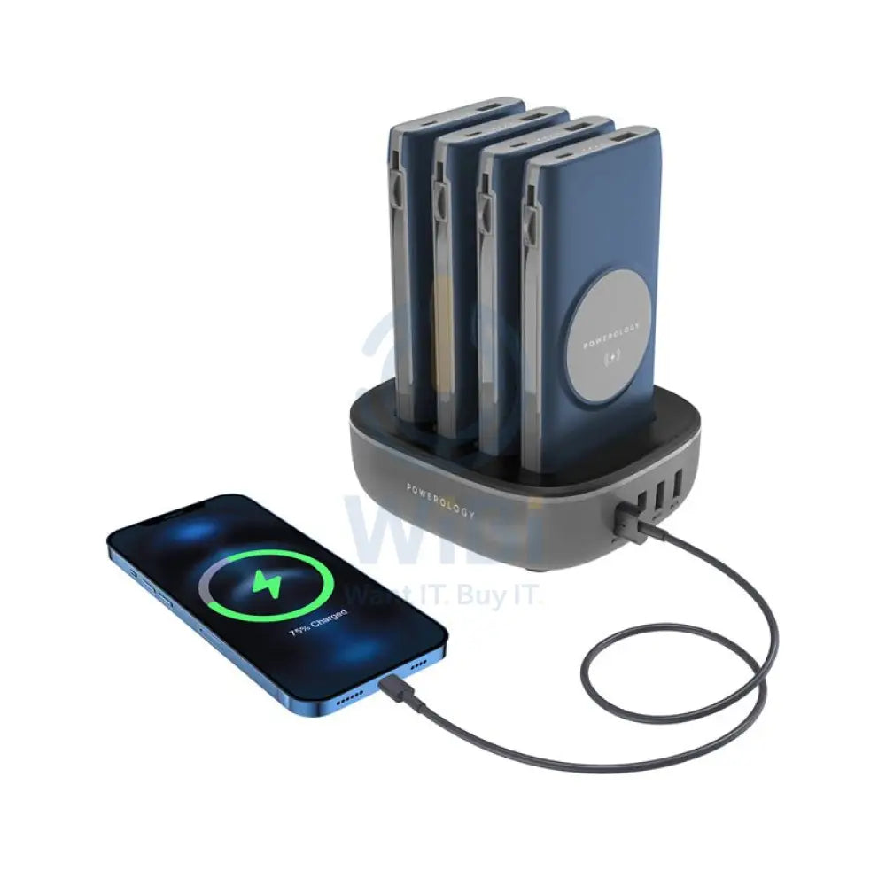 Powerology 4 in 1 Power Bank - 10000mAh / Lightning / Type-C / Blue
