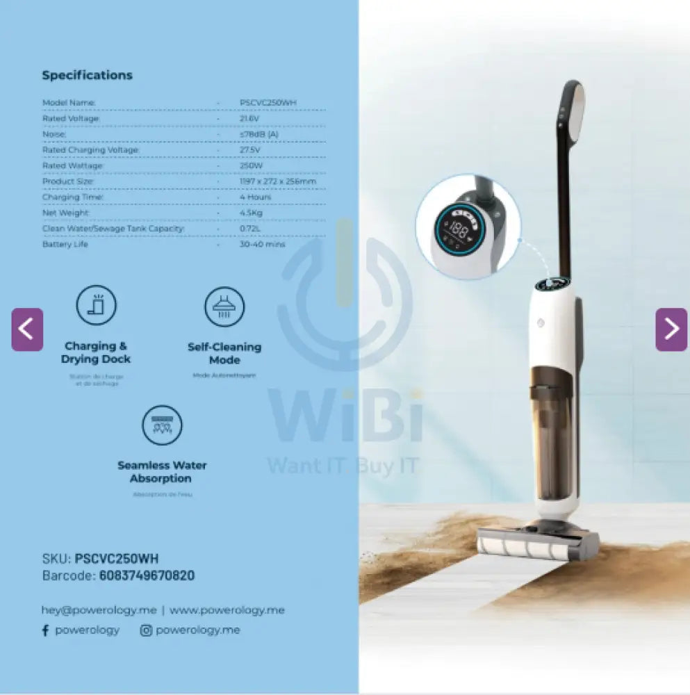 Powerology 4000mAh Multi Surface Self-Cleaning Vacuum - White Accessories > Other Accessories