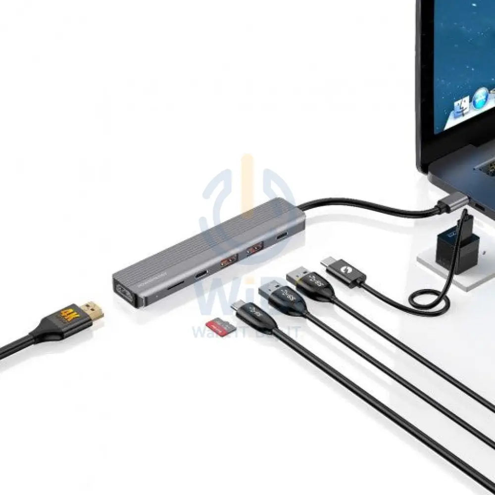 Powerology 6in1 Slim 4K HDMI USB-C Hub - Gray Accessories > Cables & Converters > Cables