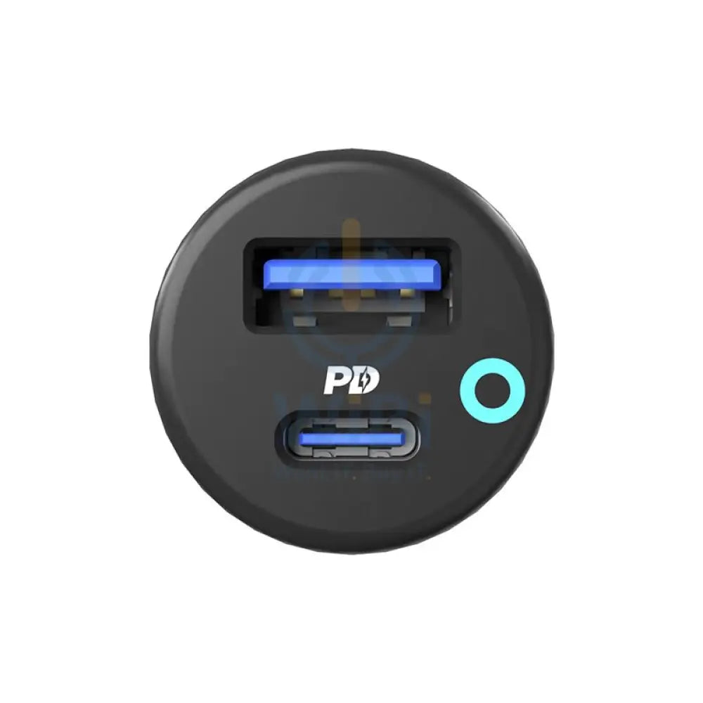 Powerology Aluminum Ultra-Quick 38W Car Charger With Cable - 38W / USB-C / Black