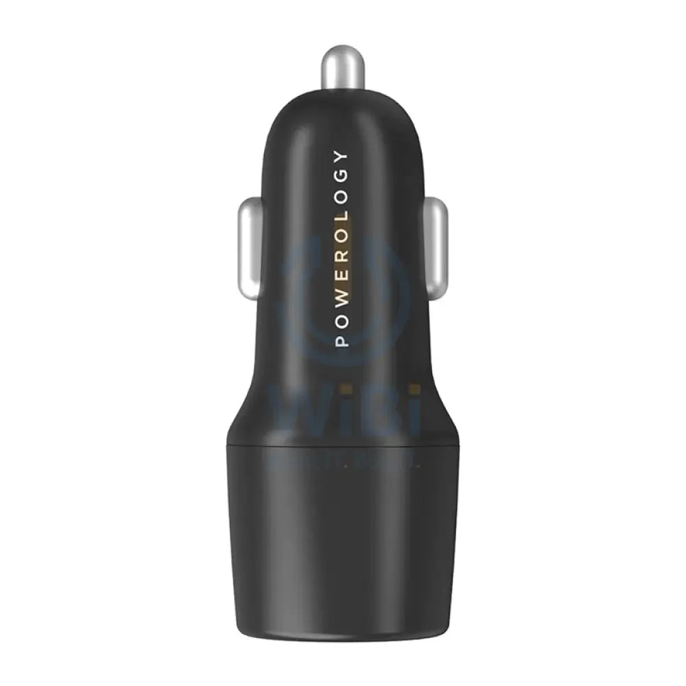 Powerology Aluminum Ultra-Quick 38W Car Charger With Cable - 38W / USB-C / Black