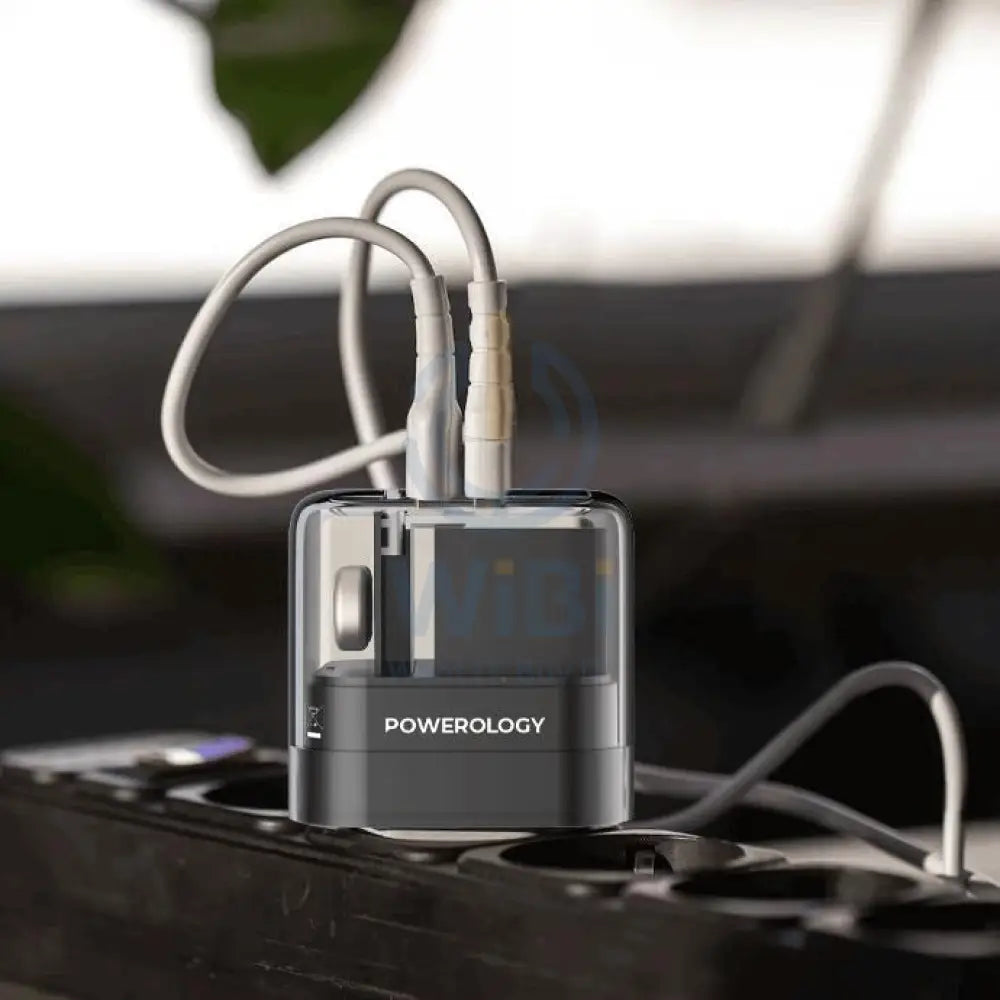 Powerology Crystalline Series Dual 35W PD GaN Charger With Folding Plugs - Black Accessories > Power Adapters