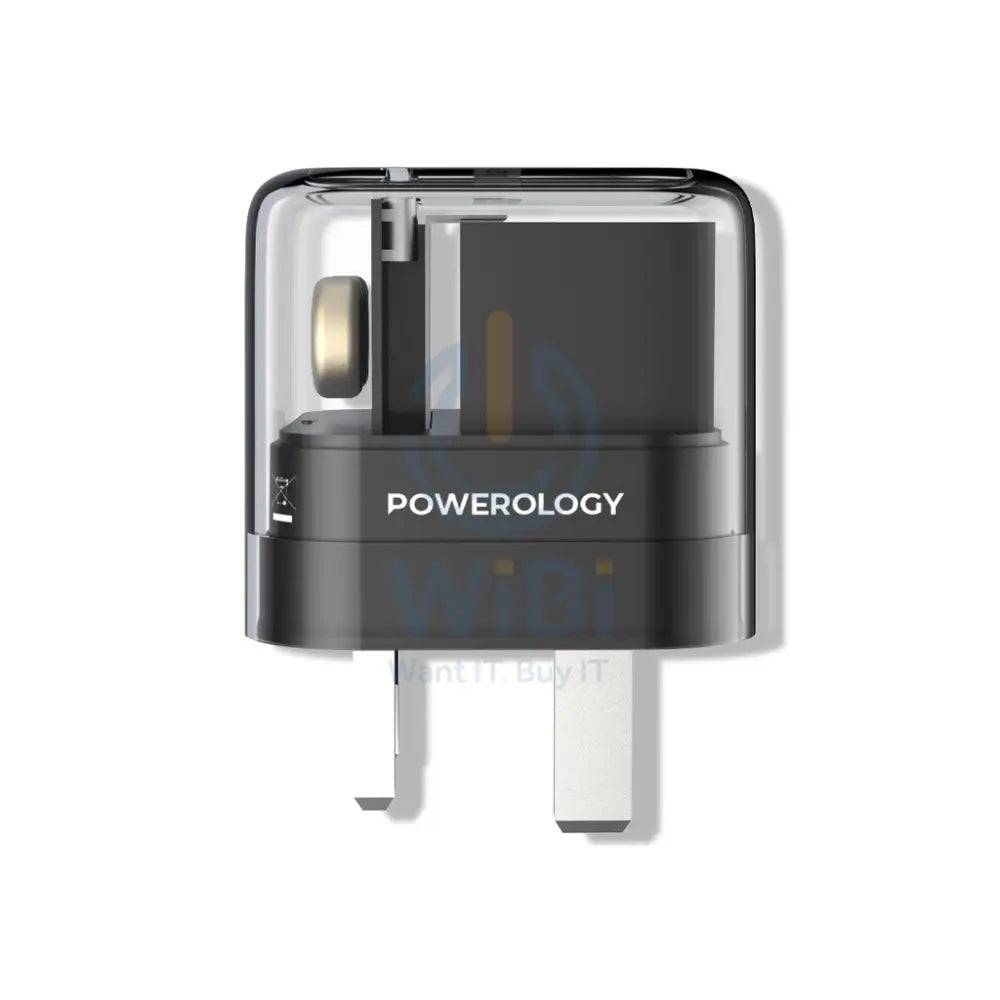Powerology Crystalline Series Dual 35W PD GaN Charger With Folding Plugs - Black Accessories > Power Adapters