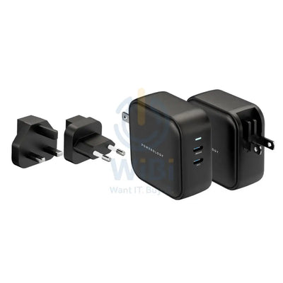 Powerology Dual Port Power Adapter World Travel Kit - 65W / USB-C / Black Accessories > Power Adapters