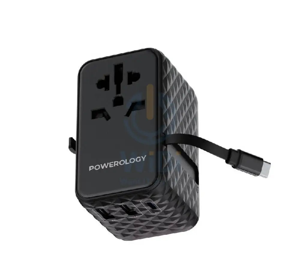 Powerology GaN Universal Charger Retractable Type-C Cable - 20W / Black Accessories > Power Adapters
