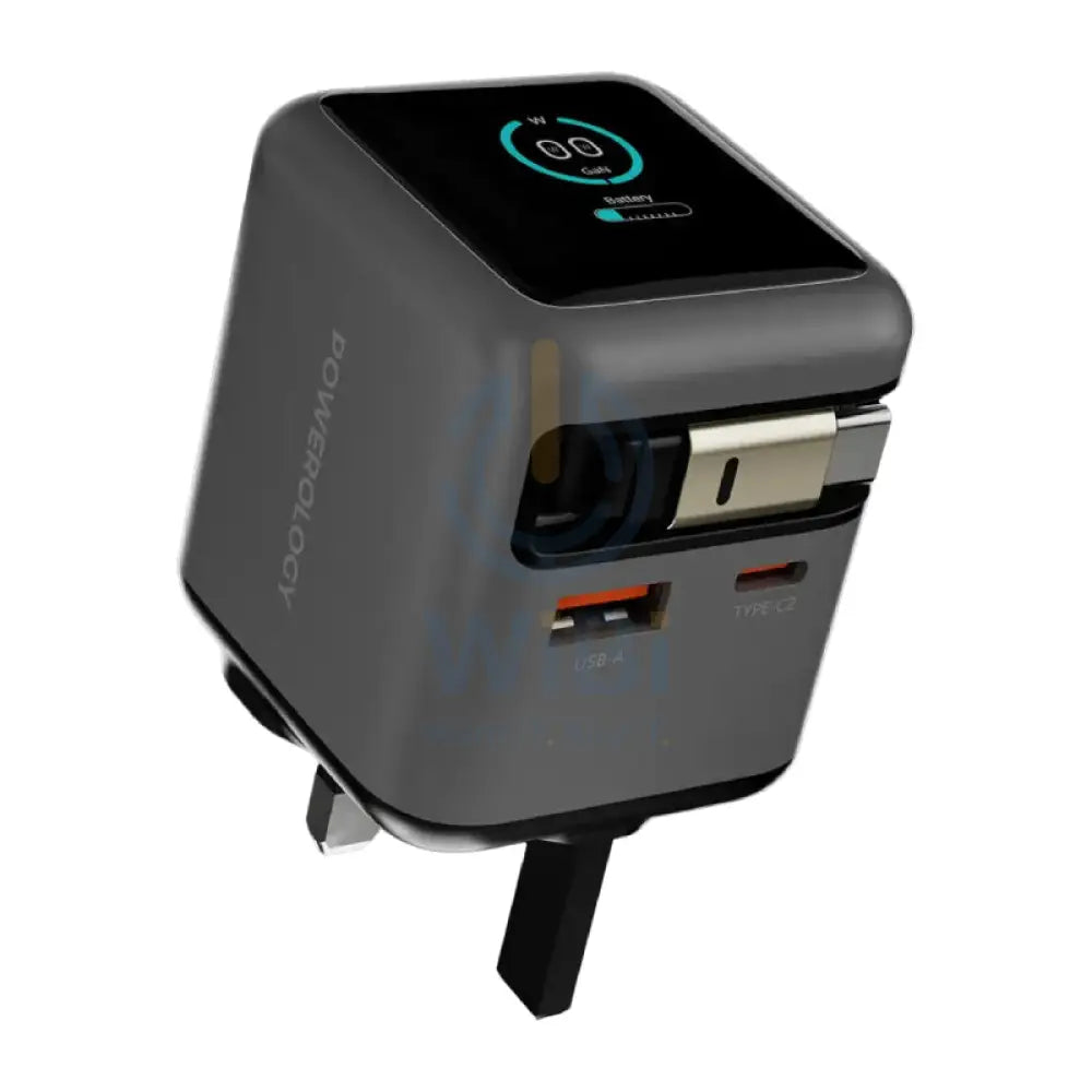 Powerology Halo Dual-Port GaN Charger - 70W / USB-A / USB-C / Grey Accessories > Power Adapters