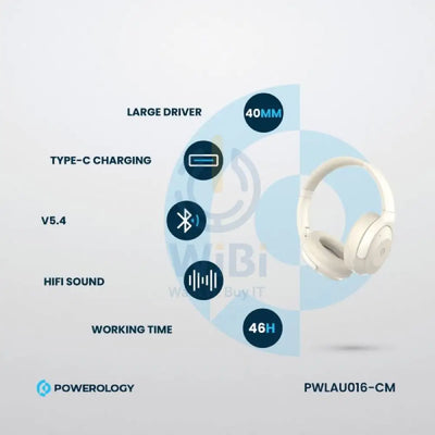 Powerology Hybrid ANC Headphone - 600mAh / Cream Accessories > Audio > Headphones