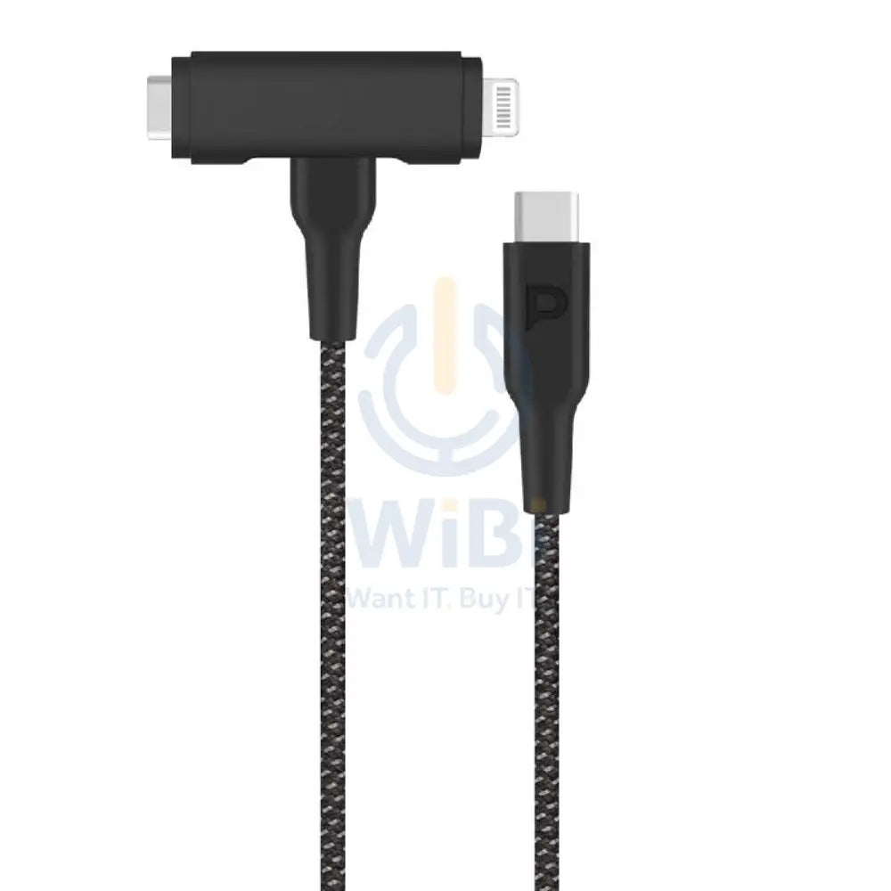 باورولوجي MFI مضفر 2 في 1 C94 C94 كابل - تايب-سي / لايتننج / 1.2 متر / أسود اكسسوارات > كبلات & محولات >