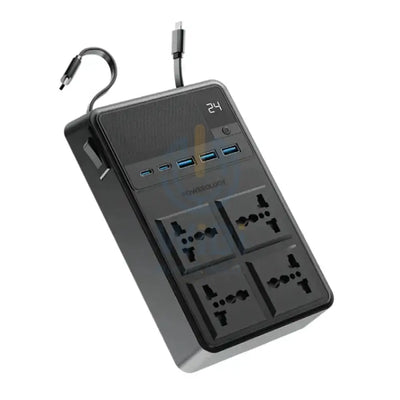 Powerology Power Strip with Built-In Retractable Cables - 2500W / 4AC / USB / USB-C / Black Accessories > Power > Power