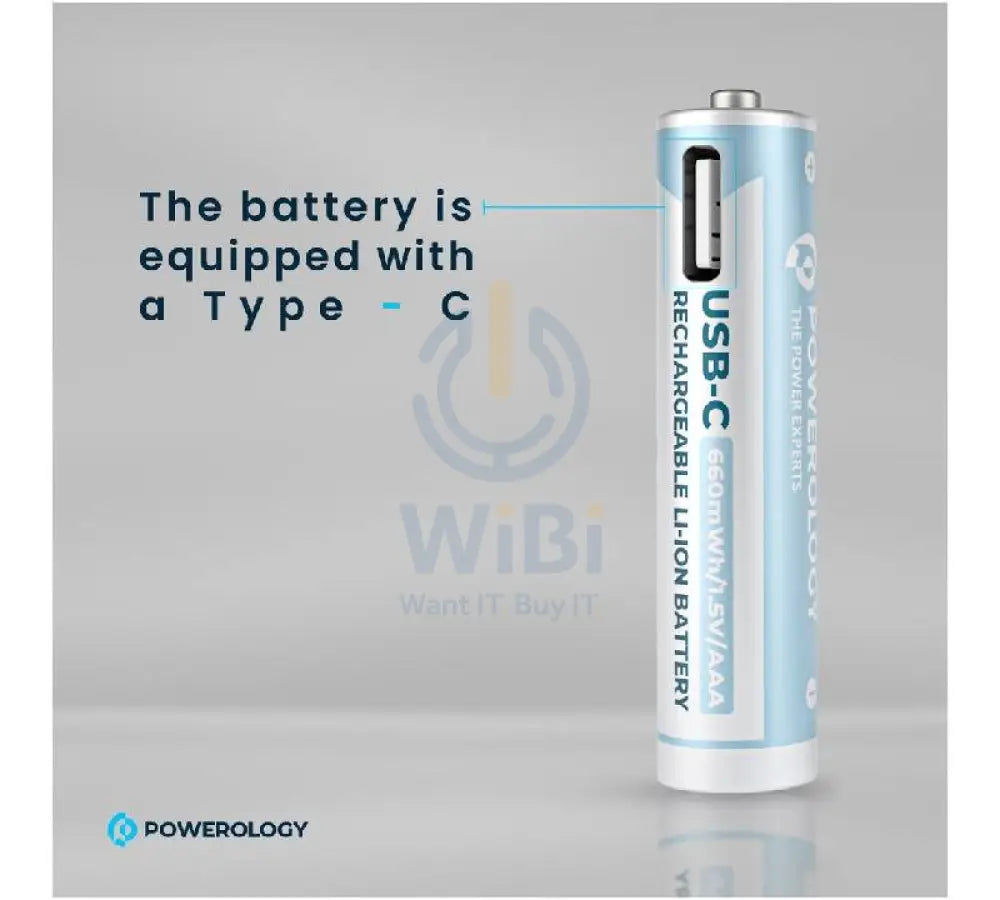 Powerology Type-C Rechargeable AA Battery - 1460mAh / Pack Of 4 Accessories > Other Peripherals
