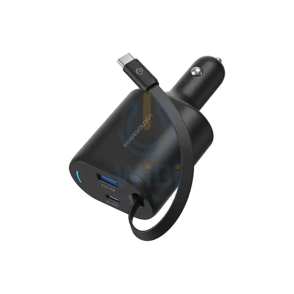 Powerology Type-C Retractable Car Charger - 103W / Black Accessories > Mobiles & Tablets > Mobiles > Car Chargers