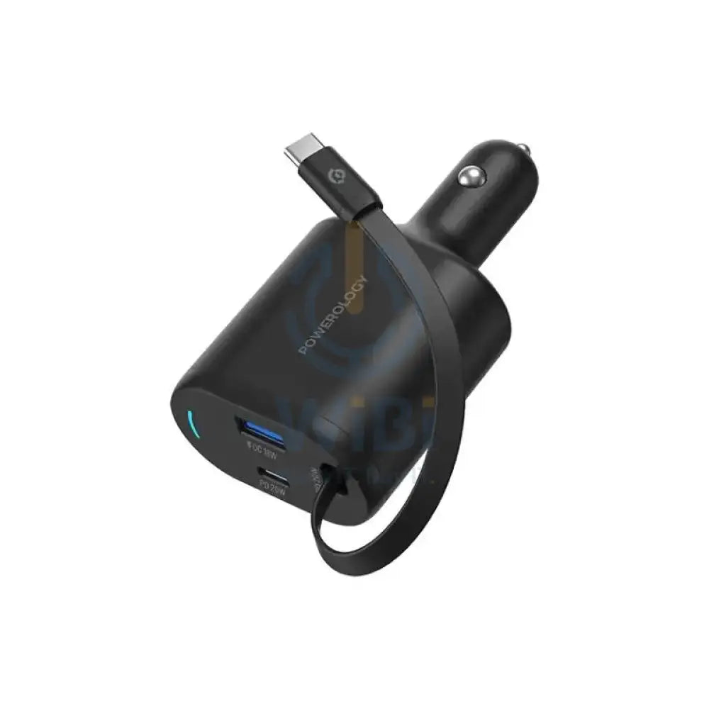 Powerology Type-C Retractable Car Charger - 70W / Black Accessories > Mobiles & Tablets > Mobiles > Car Chargers