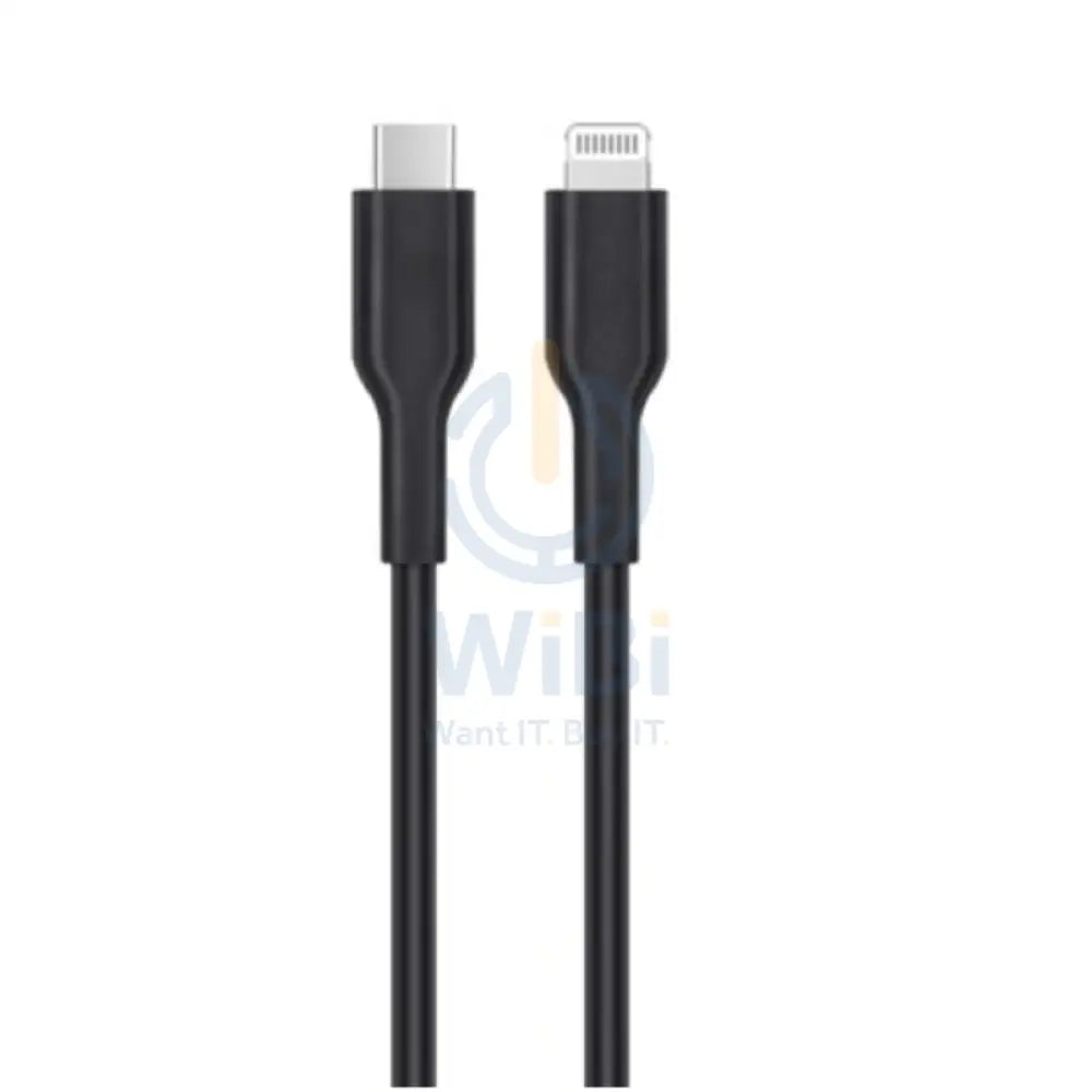 Powerology UK 3 Pin Ultra-Compact GaN Charger With Cable - 20W / Lightning / Black Accessories > Power Adapters