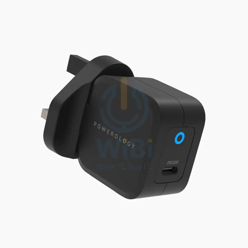 Powerology Ultra-Compact 20W PD GaN Charger - USB-C / 20W / Black