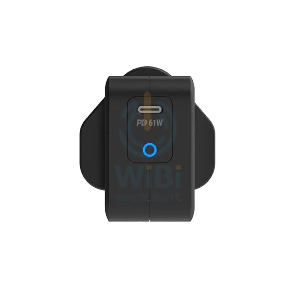 Powerology Ultra-Compact 61W PD GaN Charger With USB-C Cable - USB-C / 61W / Black