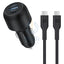 Powerology Ultra-Quick Car Charger 130W With 0.9m/3ft Type-C To Type-C Cable Accessories > Power Adapters