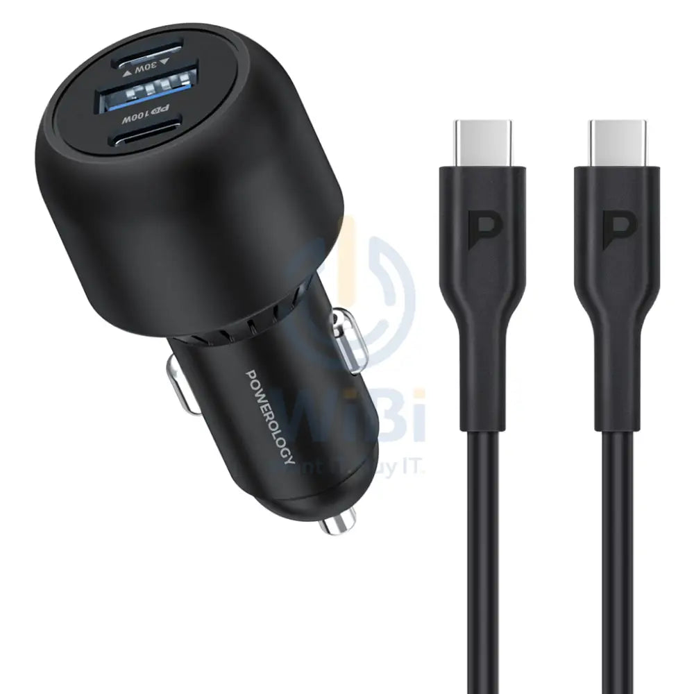 Powerology Ultra-Quick Car Charger 130W With 0.9m/3ft Type-C To Type-C Cable Accessories > Power Adapters