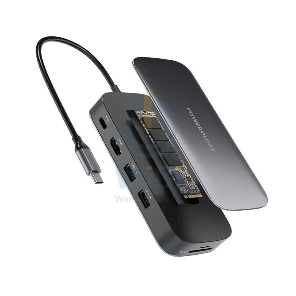 Powerology USB-C Hub - 256GB SSD Drive / 100W - Gray Accessories > Other Laptop Accessories