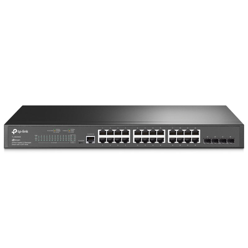 TP-Link (TL-SG3428) JetStream 24-Port Gigabit L2 Managed Switch with 4 SFP Slots - 56Gbps / Micro-USB / LAN