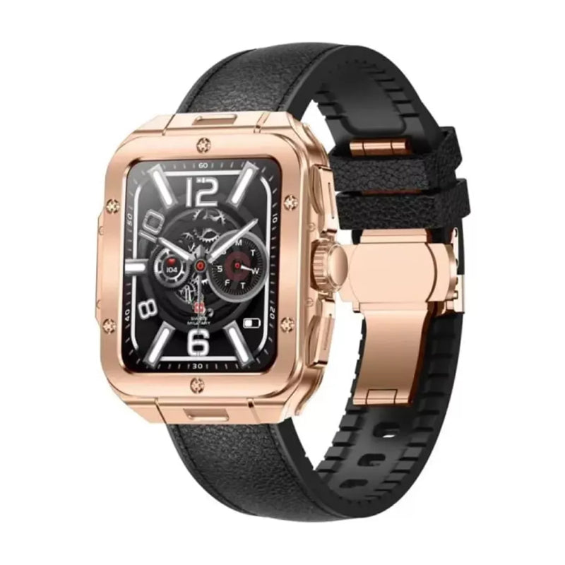 Swiss Military Smart Watch Rose Gold Frame Black leather Strap